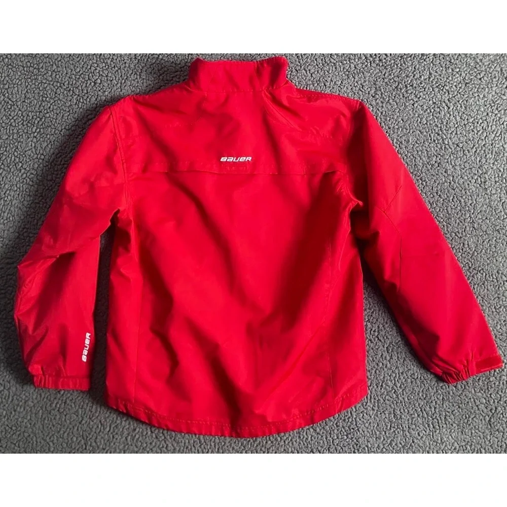 Bauer Team Youth Large Red Full Zip Hockey Warm Up Jacket Reflective Softshell